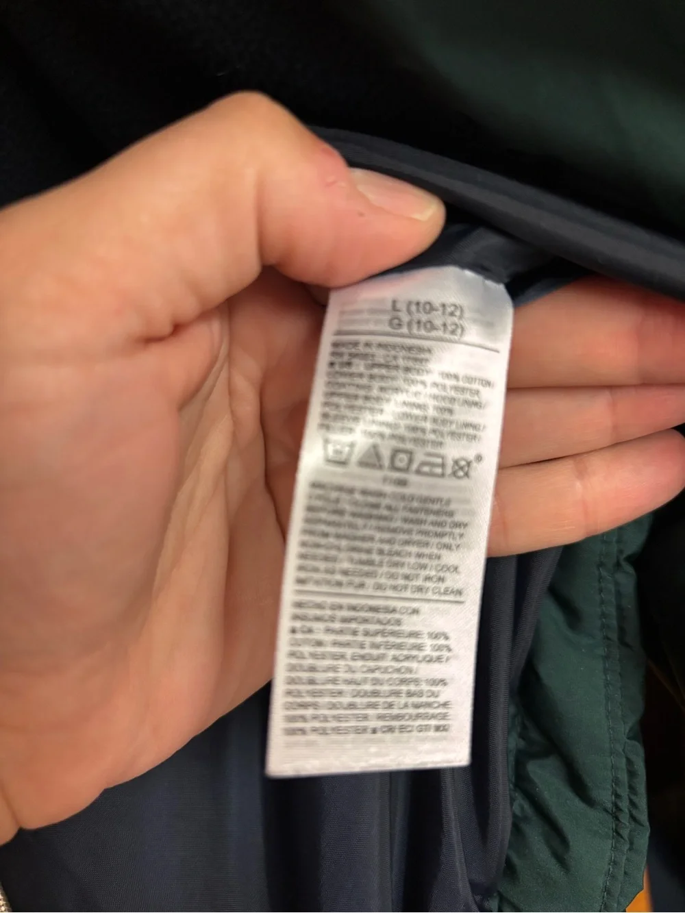 Old Navy Dark Green Puffer Jacket with Black Corduroy Yoke